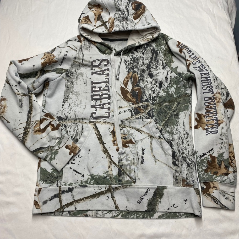 Cabelas ZONZ Western Camo Hoodie Pullover Worlds Foremost Outfitter Mens M